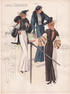 Chic Parisien art deco fashion illustrations 1936